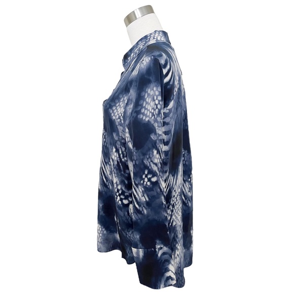 COS Silk Long Sleeve Button Up Shirt Blouse Printed Blue White Small NWT 8 - Picture 5 of 14